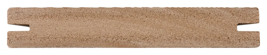 End profile of a groove-edged ACRE composite deck board