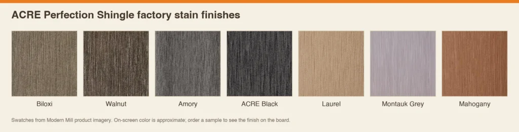ACRE Perfection Shingle factory stain colors